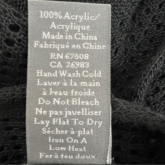 Vince Camuto Black Open-Front Knit Shawl Cardigan Wrap Duster One Size - Picture 7 of 7